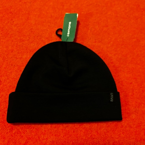 Minimalist black unisex fine knit merino wool blend tuque hat beanie NWT - Picture 2 of 9